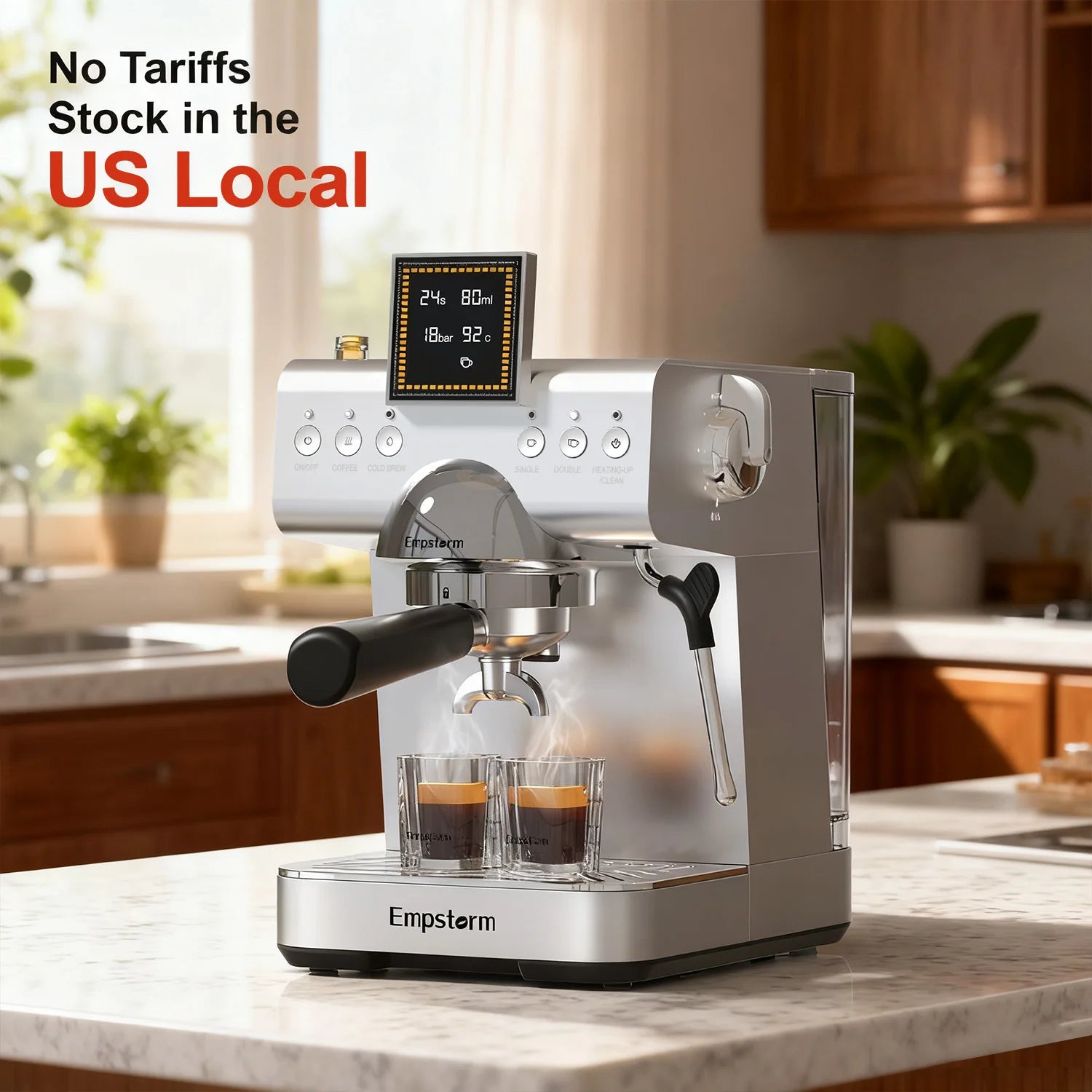 High Quality Aluminum Semi Automatic Coffee Machine Electric Espresso Maker Cold Brew Household & Hotel Use EU/US Stock