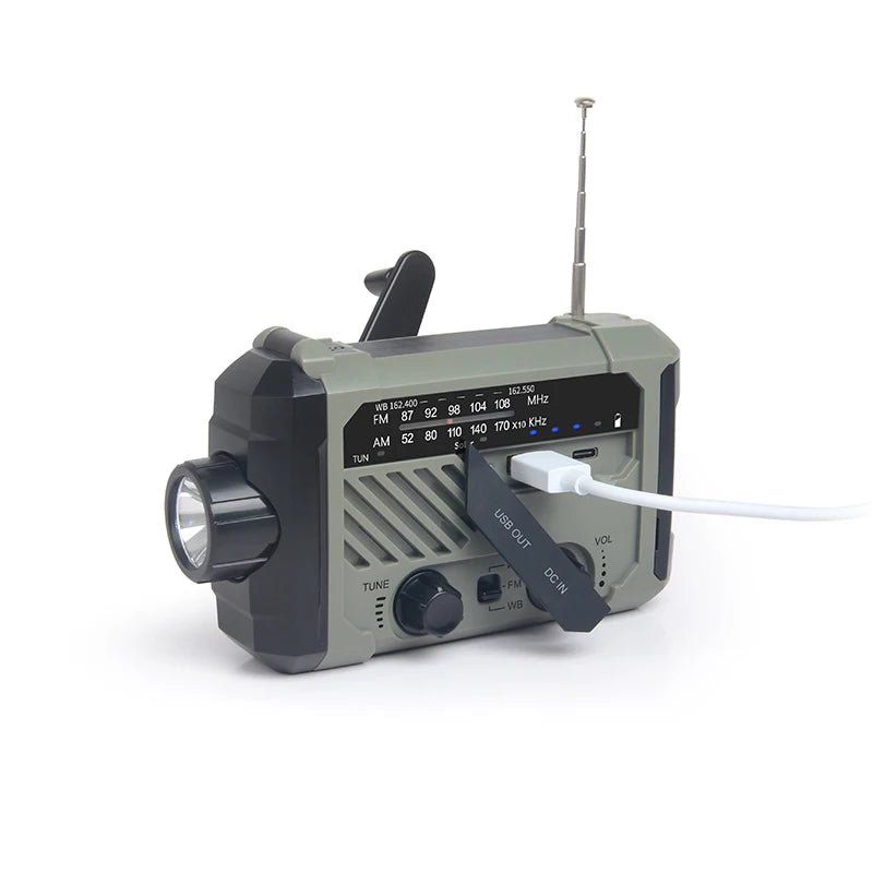 Factory Wholesale Solar Power Bank 2000Mah Emergency Crank Radio With Flashlight