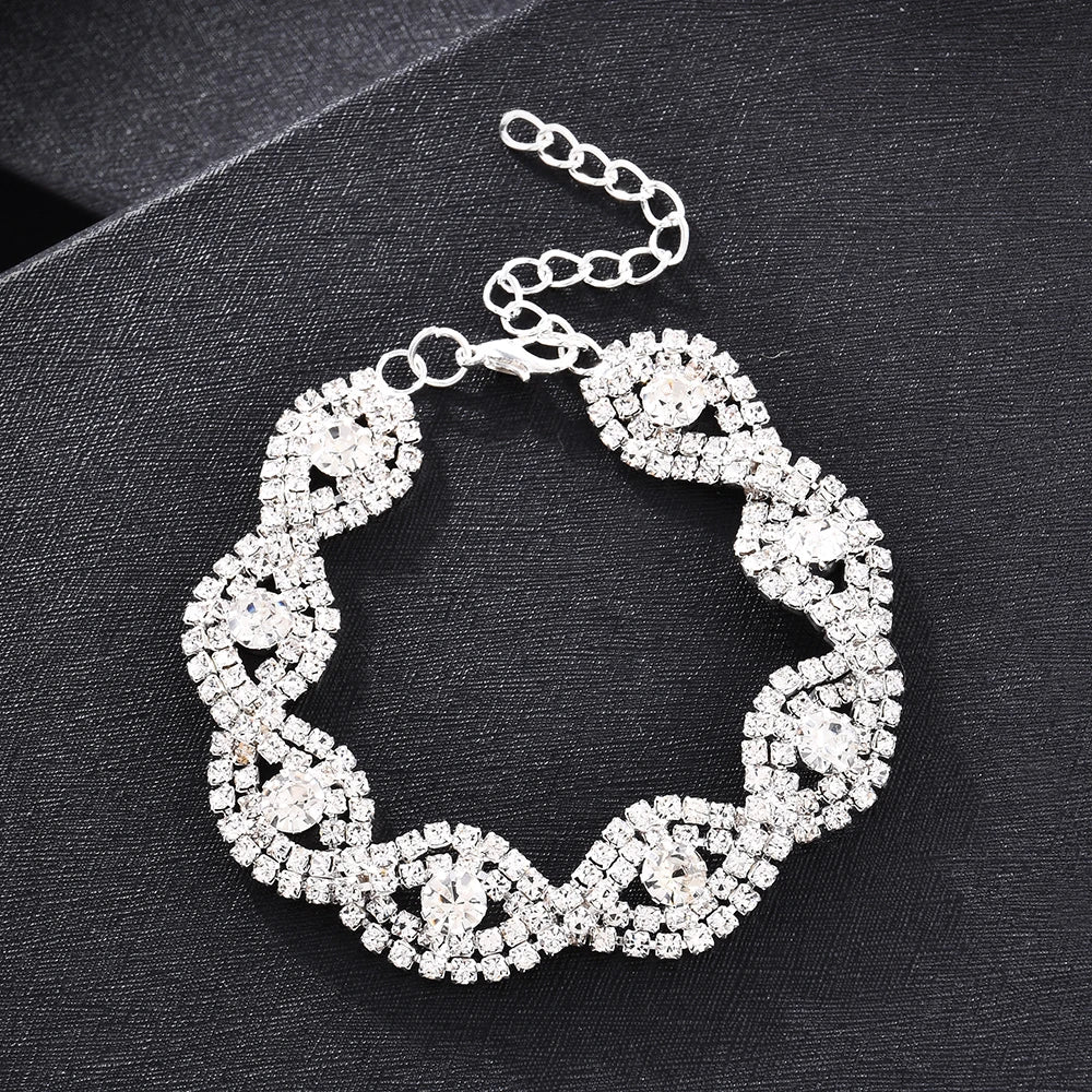 Elegant Deluxe Rhinestone Crystal Bracelet Bangle For Women Fashion Charm Bracelets Trendy Jewelry Girls Gift