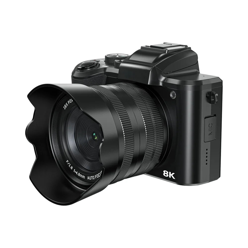 Portable 8K Mirrorless Compact Digital Camera 16X Optical Zoom 3.2-inch Touchscreen 1500mAh Battery for Students-Travel Vlogs