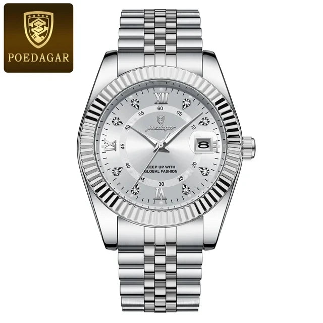 POEDAGAR 910 New Luxury Sport Wrist Watch for Man Waterproof Luminous Date Men Watch Quartz Stainless Steel Men's Watches Reloj