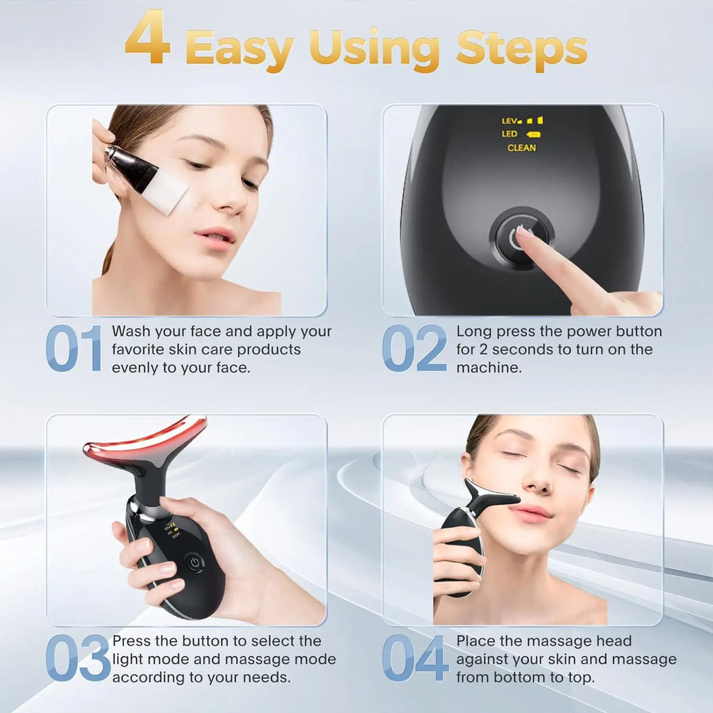 Hot Sale 7 in 1 Face Lift Device Red-light-therapy Microcurrent Multifunctional Facial Neck Massager for Skin Care at Home