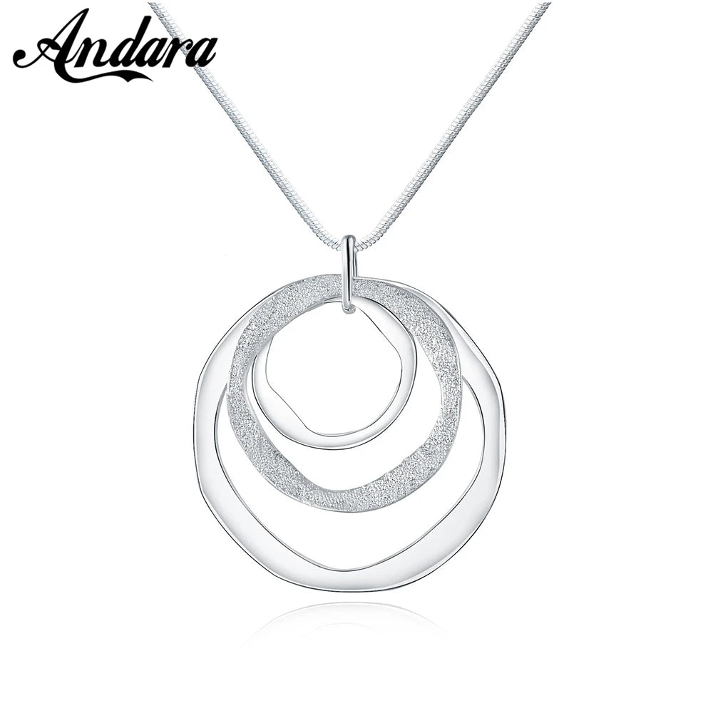 New 925 Necklace Fashion Disc Pendant Necklace For Woman Clavicle Chain Wedding Wedding Jewelry Gift