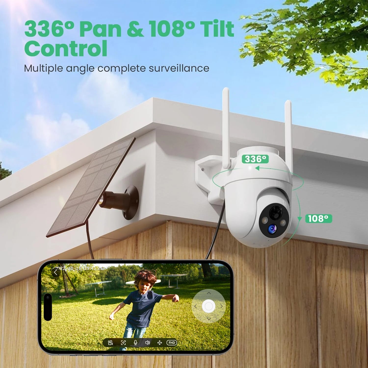 2K Outdoor CloudEdge Camera Solar Battery 360 Degree WiFi Dome Camera Wireless with Color Night Vision and Alex