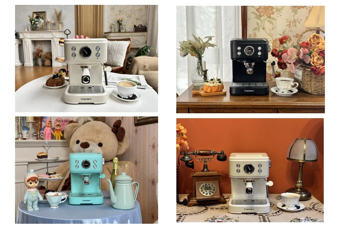 Empstorm 2 in 1 Capsule and Powder Semi-Automatic Coffee Machine Makes Espressos Lattes Cappuccinos for Office Home Hotel Use