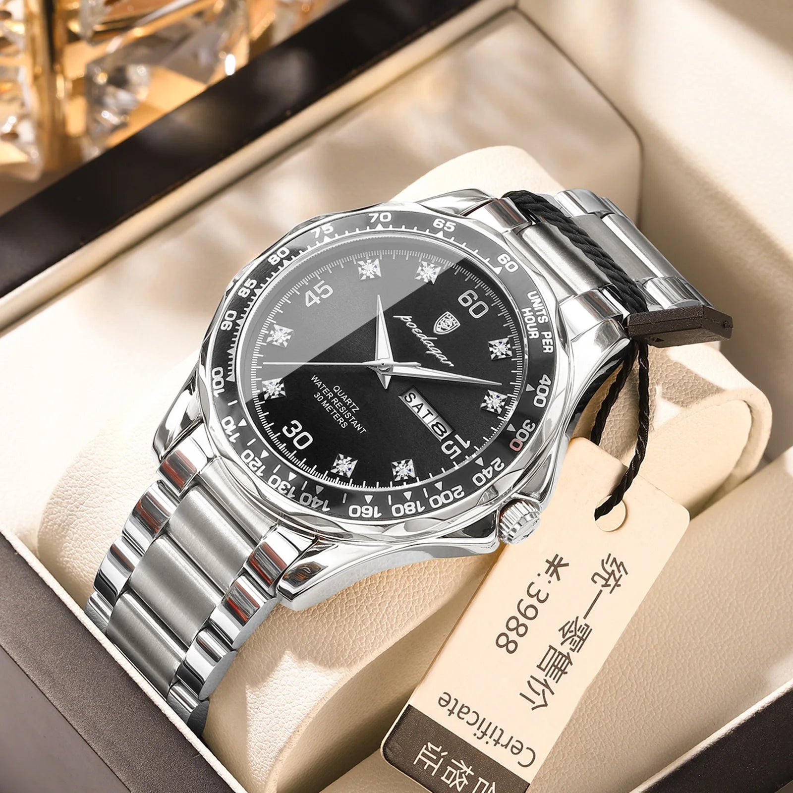 POEDAGAR 963 Fashion New Luxury Quartz Male Wristwatch Waterproof Luminous Business Watch for Men Stainless Steel Men's Watches