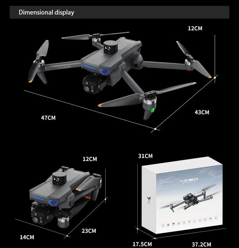 AE30 MINI 8K Dual Camera WiFi FPV Air Pressure Hold Foldable Quadcopter Professional Aerial Photography WITH OBSTACLE Adoidance