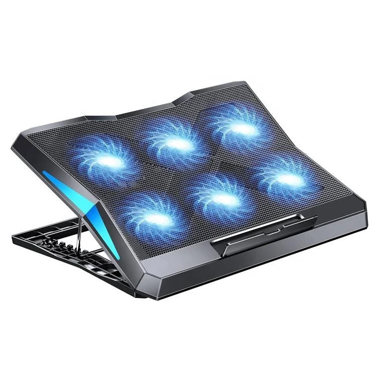 Adjustable Six Fans Air-Cooled Aluminum & Plastic Gaming Laptop Cooler Cooling Pad Stand 17-inch Laptops Model Q3 Stock