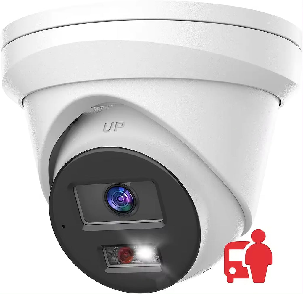 US shipment 4k turret smart camera dual-light human/vehicle detection built in mic poe ip camera h.265+ security camera
