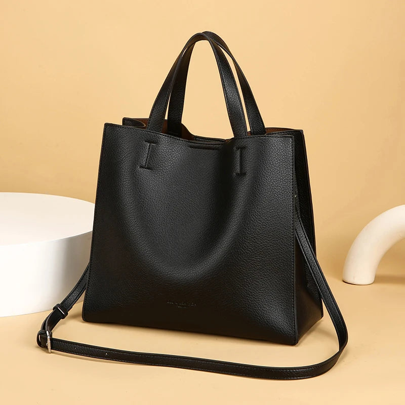 New Soft PU Korean Style Magnetic Buckle Large Capacity High-end Women's Tote Bag Simple Versatile Handbag Fashion Crossbody Bag