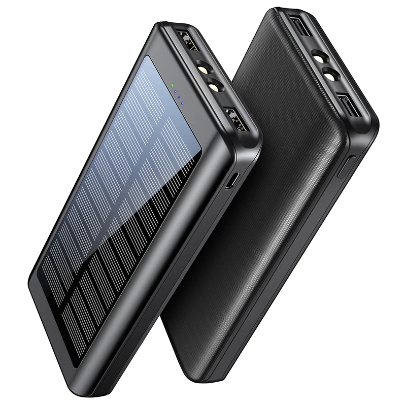 2025 New Xionel QC86S Solar Power Bank Hot Trending 20000mAh Double USB 2.1A Ultra Slim Electronics Portable Charge Flashlight
