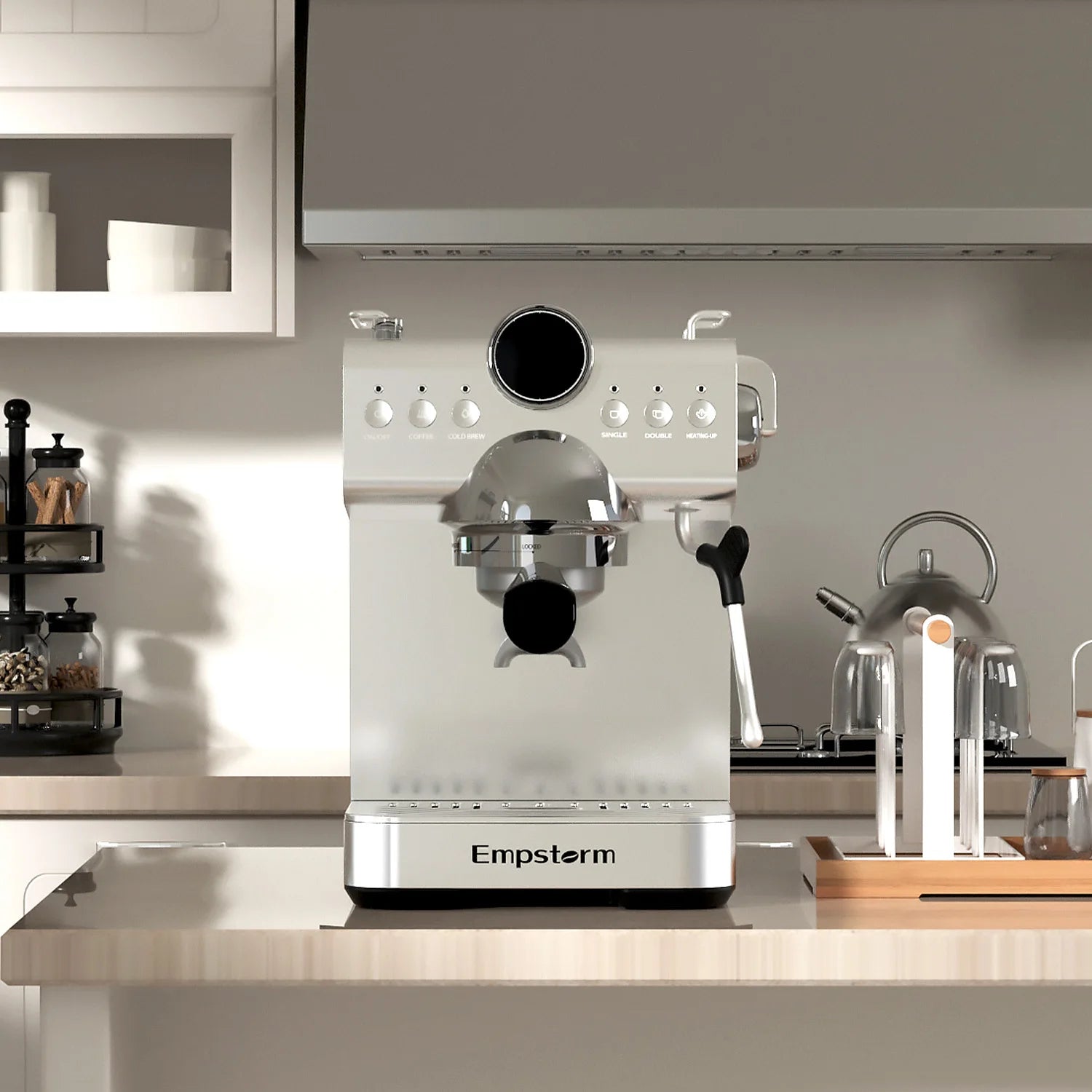 For CB1 New Design High Quality Electric Semi-Automatic Coffee Maker with Cold Brew & Milk Frother for Household Use