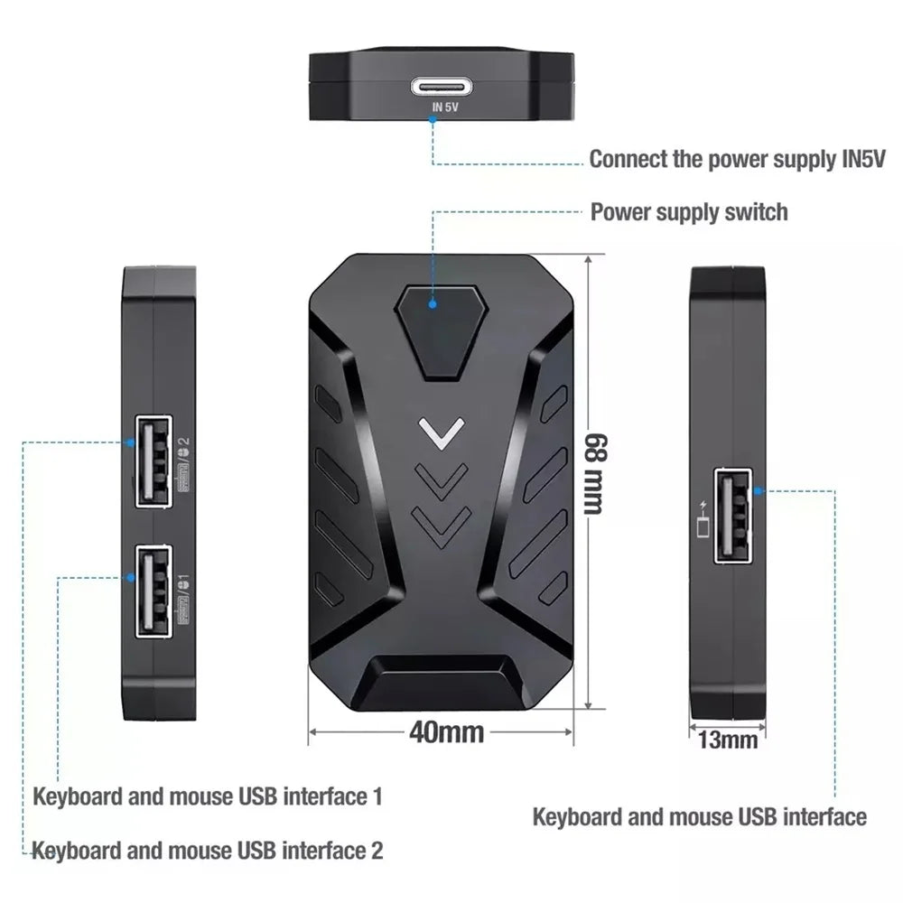 4 in 1 One Hand Gaming Keyboard and Mouse Backlight Wireless BT Game Converter for Android IOS FPS Mobile Phone