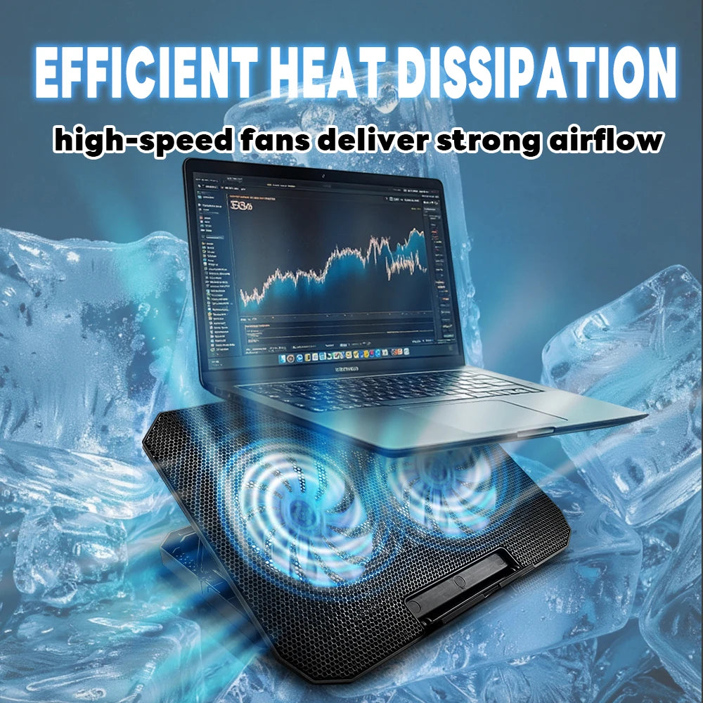 RGB Double Fan 14CM Air-Cooled Gaming Laptop Cooling Pad-USB Powered PWM Adjustable Stand with Plastic Notebook Holder in Stock