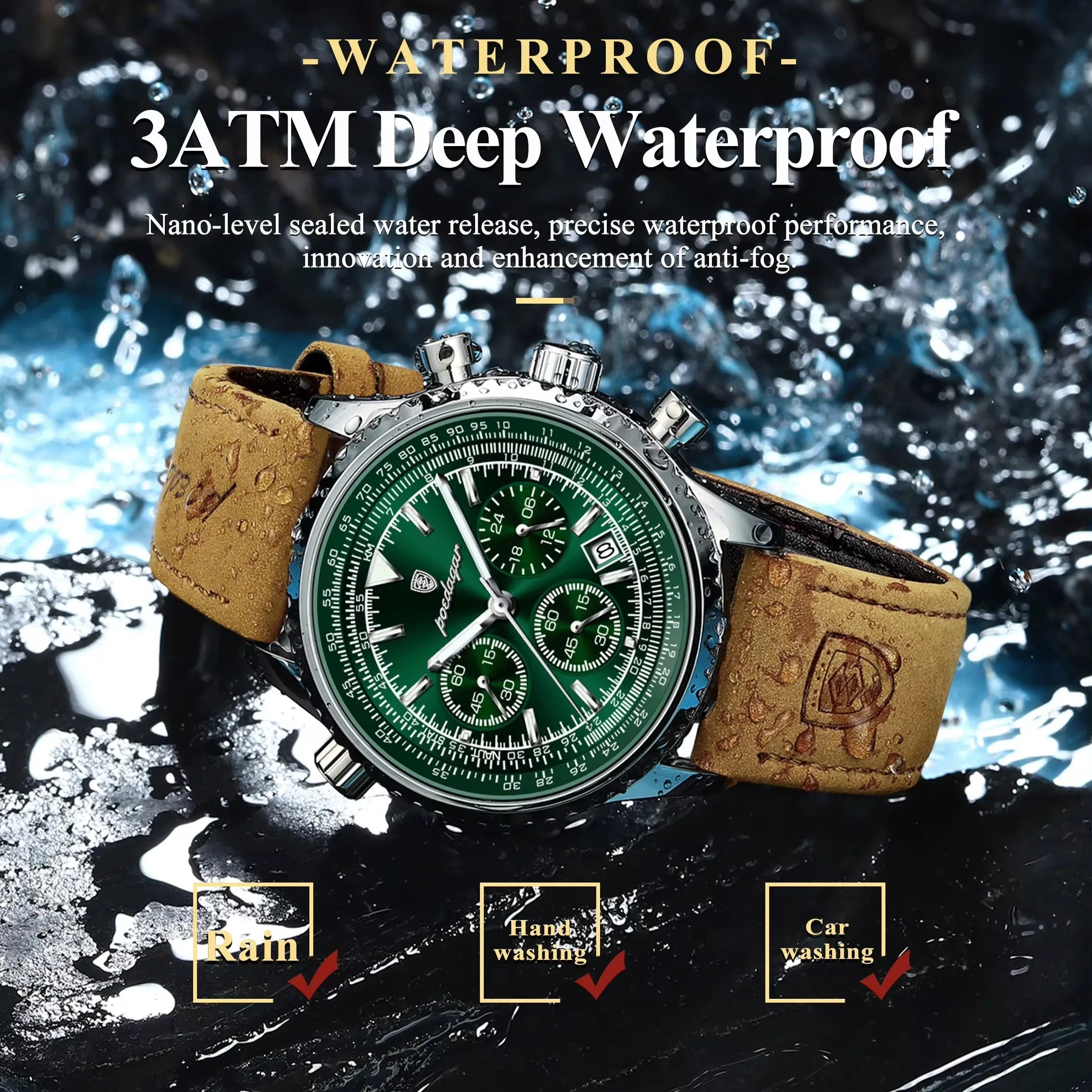 POEDAGAR 960 Luxury Watch for Men Sport Quartz Leather Men's Watches Waterproof Luminous Date Chronograph Man Watch 2025