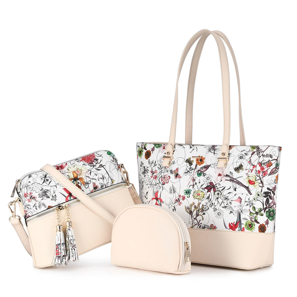 LOVEVOOK Wholesale Boutiques Luxury High Quality PU Material 3 Pieces Handbag Sets Shoulder Bag Wallet Ladies Women Handbags