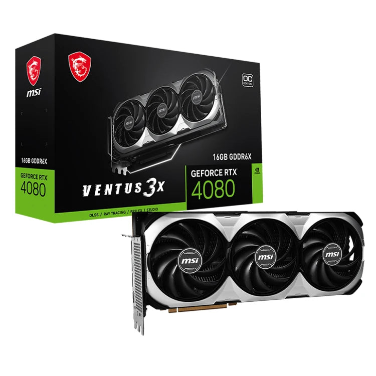 Used MSI GeForce RTX 4080 16GB VENTU S 3X OC Gaming GPU Graphics Card with RGB GDDR6X Memory Support AI Artificial Intelligence