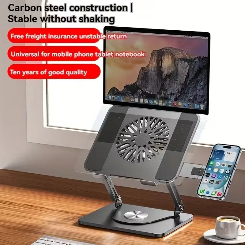 360 Rotating Computer Stand with Fan Laptop Table Support Pour Ordinateur Portable Stand for Study Table