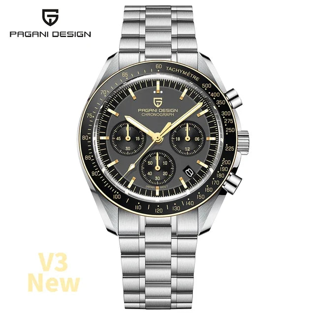 PAGANI DESIGN 2025 New Moon Men's Watches Luxury Quartz Watch Man Chronograph VK63 Men Gifts AR Sapphire Mirror Luminous Clock
