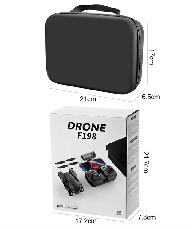 F198 Mini Drone with HD 4K Dual Camera Wifi FPV and Brushless Motor New Style Foldable Quadcopter for Beginners