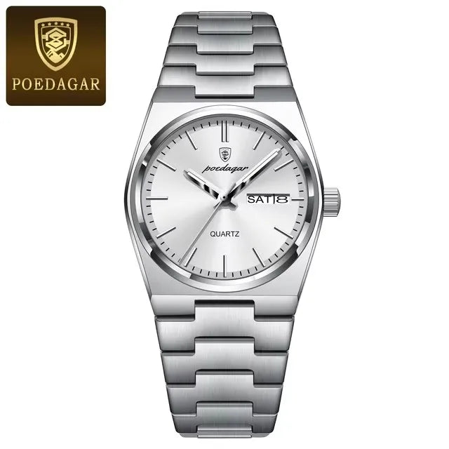 POEDAGAR 786 Ladies Wristwatch Waterproof Luminous Date Week Women's Watches Female Simple Stainless Steel Women Quartz Watch