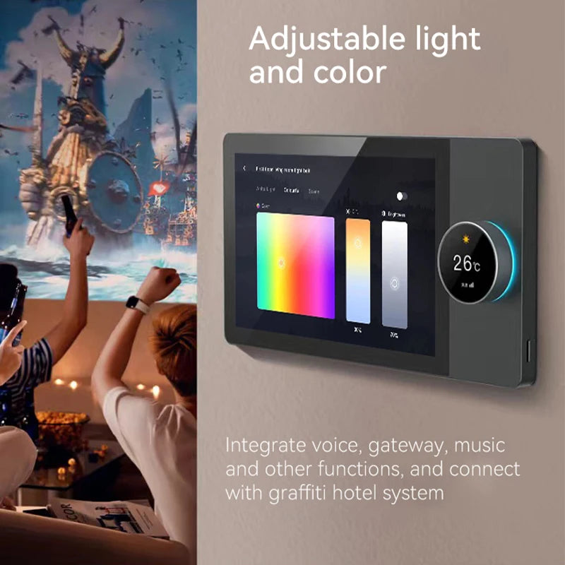 2025 New Arriving WiFi 6 Inch Smart Home Automation Background Music Amplifier LCD Smart Home Gateway
