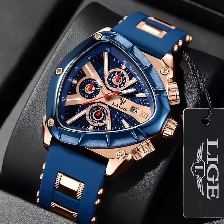 89103 Men's Watches LIGE Top Band Luxury Quartz Watches Creative Triangle Sports Chronograph Watch for Man Waterproof Male Clock