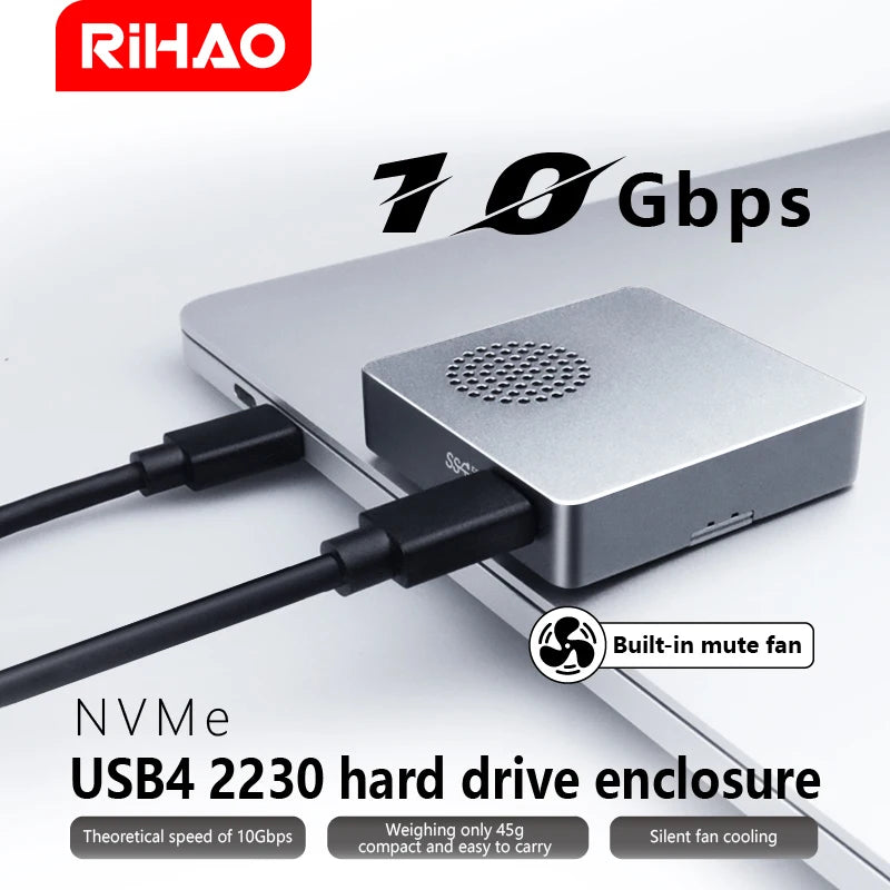USB4 Mobile Hard Disk Box M2 Solid State NVME External Notebook Compatible with Thunderbolt 3/4 with Fan