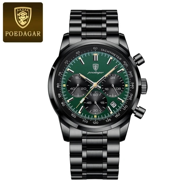 POEDAGAR 921 New Luxury Men Watch Waterproof Luminous Chronograph Date Stainless Steel Watch for Men Quartz Men's Watches Reloj