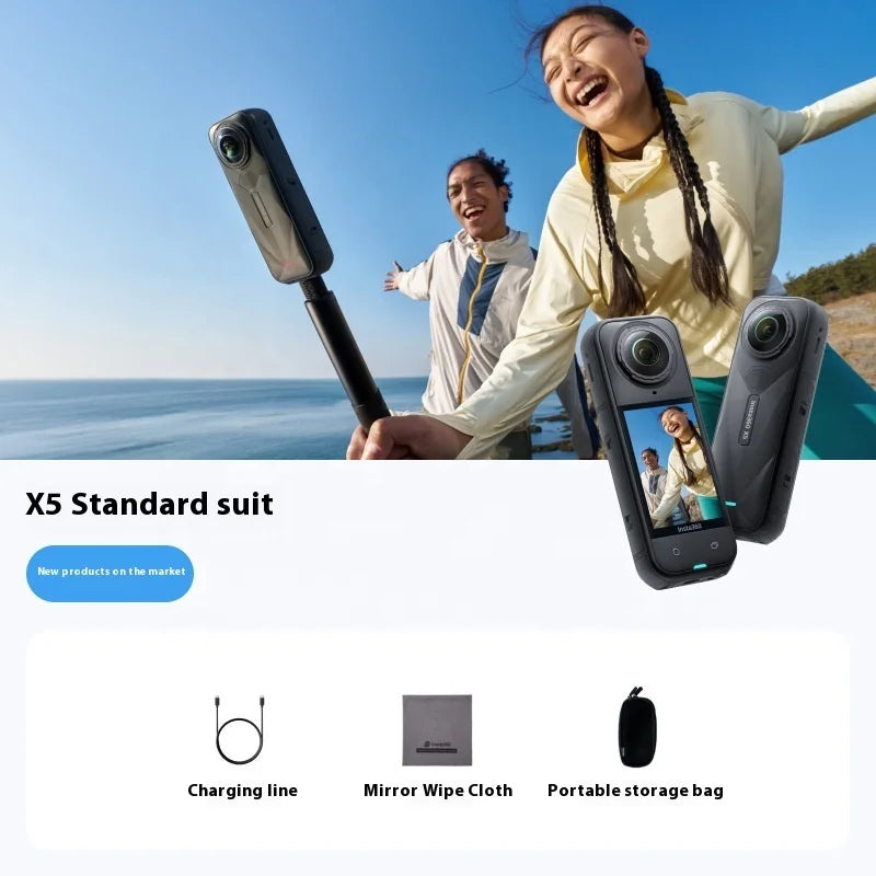Insta360 X5 New 8K HD Anti-Shake Waterproof Handheld Action Camera for Live Streaming Panoramic Motion X5 Model Digital Vlogging