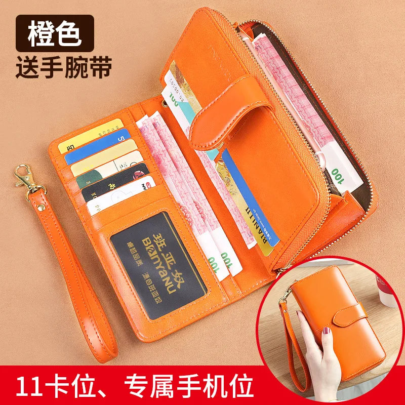 2023 New Women's Wallet Long Multiple Card Position Ladies Handbag Fashion Simple Genuine Leather Women's Bags Thin BYN-8133