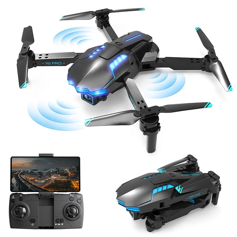 New X6 Pro Drone 4K HD Camera WiFi FPV Avoidance Optical Flow Foldable Plastic Beginner RC Helicopter Toy
