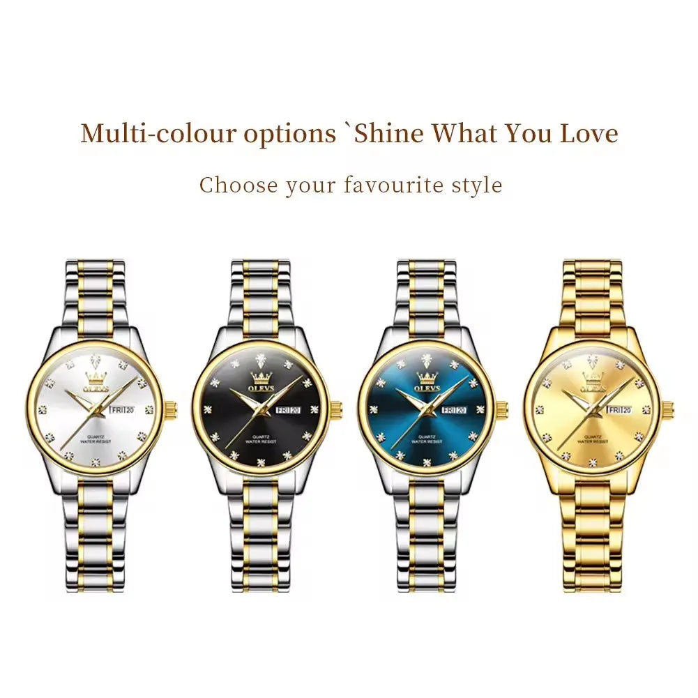 OLEVS 3612 Popular Brand Quartz Wrist Watch Classic Charm Styles Waterproof Stainless Steel Luminous Business Women's Watches