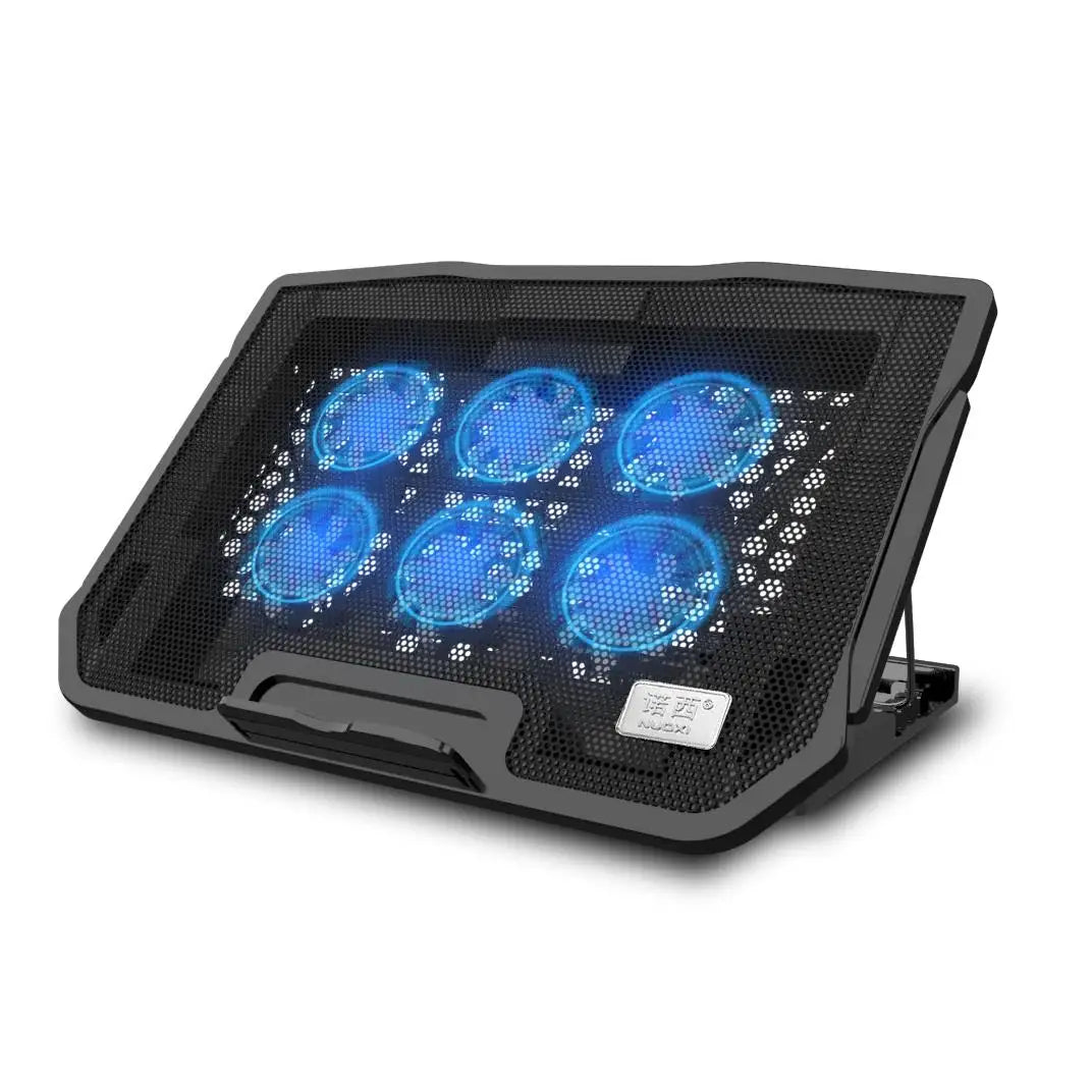 6-Blade Aluminum & Plastic Air-Cooled USB Laptop Cooler Notebook Stand with Cooling Fan Pad for 12-16 Inch Devices Stock
