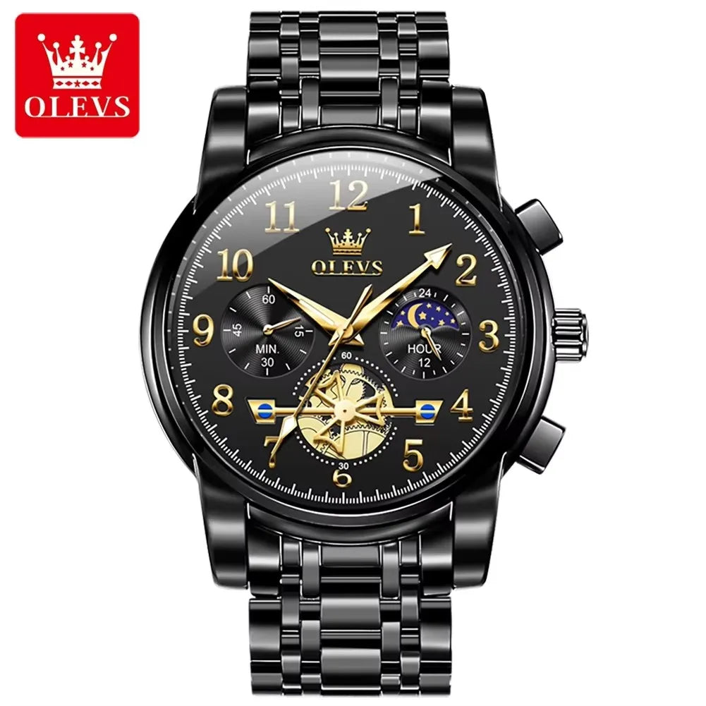 OLEVS 2900 Men's Watches Business Top Luxury Quartz Men Stainless Steel Strap Waterproof Luminous Hands Wristwatch Reloj Hombre