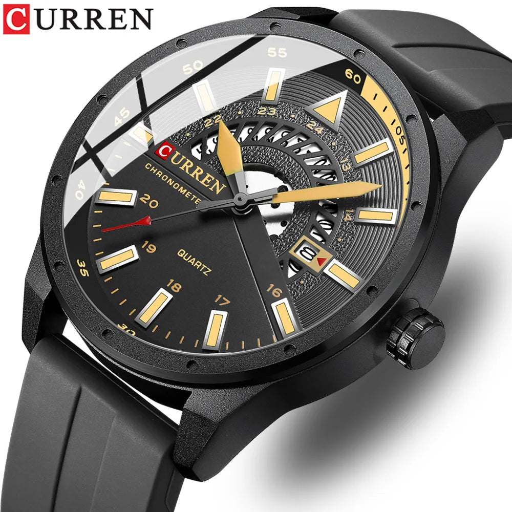 CURREN 8421 Men's Watches Minimalist Waterproof Sport Watch Men Silicone Creative Dial Wristwatch Custom Logo Watch Reloj