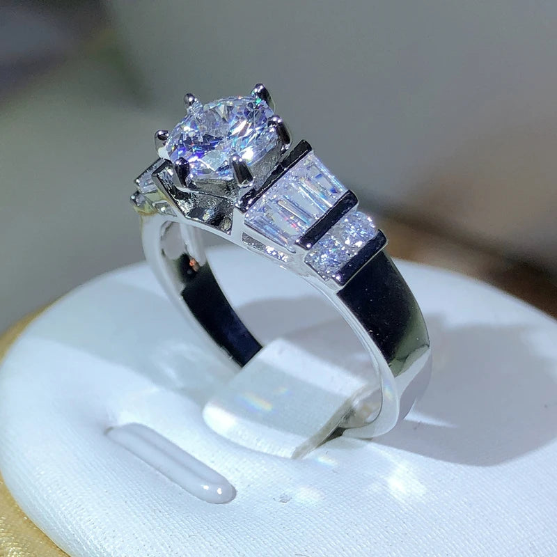 925 Sterling Silver Fashion White Zircon Stone Silver Color Wedding Engagement Rings For Women Fashion Jewelry