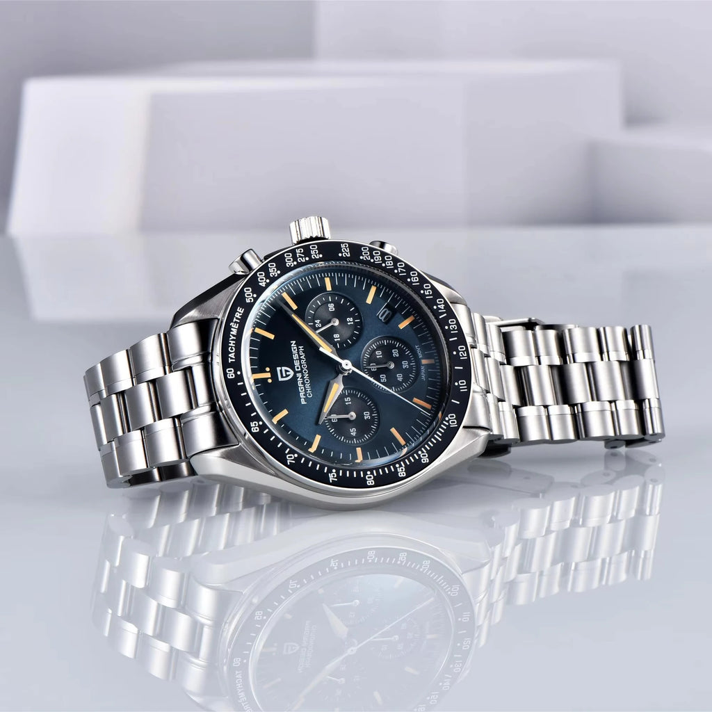 PAGANI DESIGN 2025 New Moon Men's Watches Luxury Quartz Watch Man Chronograph VK63 Men Gifts AR Sapphire Mirror Luminous Clock