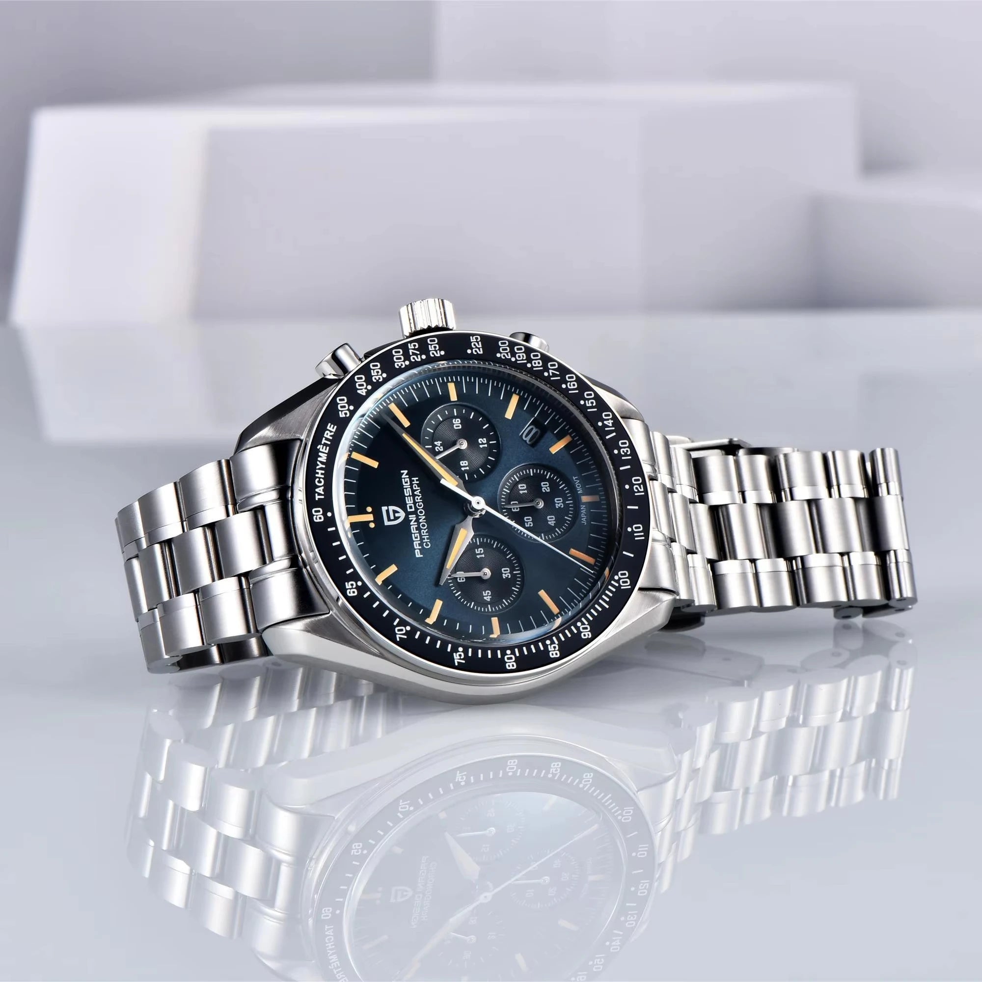 PAGANI DESIGN 2025 New Moon Men's Watches Luxury Quartz Watch Man Chronograph VK63 Men Gifts AR Sapphire Mirror Luminous Clock