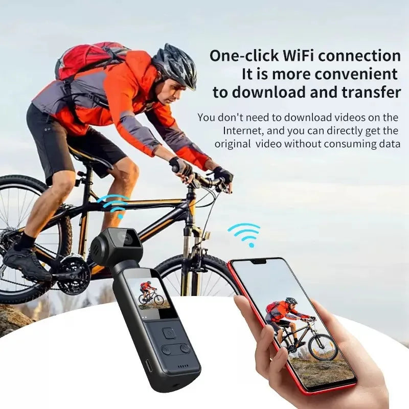 XIHE Mini 1.33" 4K EIS HD Anti-Shake 270 Rotation Waterproof Touch Screen Pocket Sports Camera with WIFI Vlog