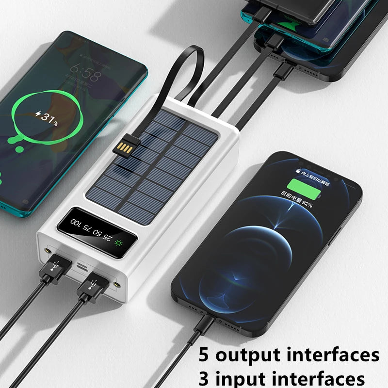 Wholesale Charger Travel Powerbank Led Solar Power Bank Portable 30000mah Power Bank Solar