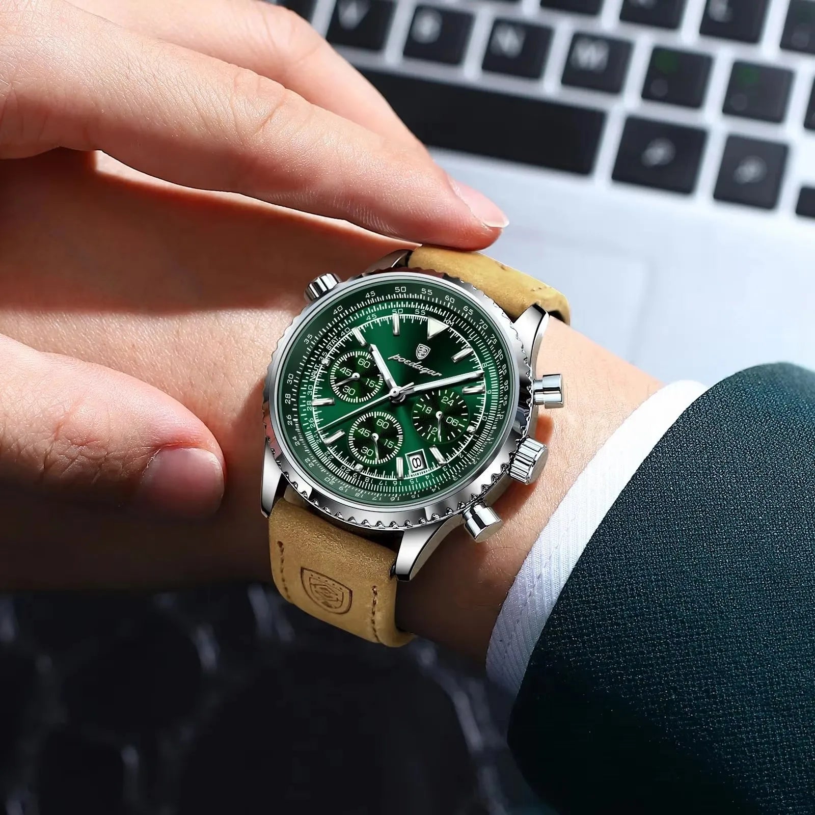 POEDAGAR 960 Luxury Watch for Men Sport Quartz Leather Men's Watches Waterproof Luminous Date Chronograph Man Watch 2025
