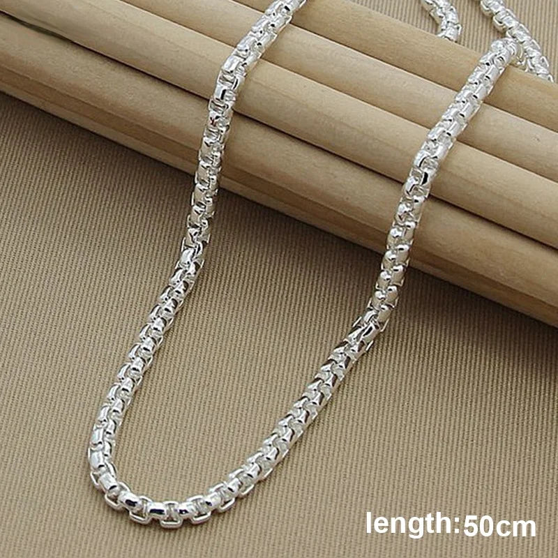 New Fashion 925 Sterling Silver Necklace 3mm Box Chain Round Necklace For Women Men Jewelry