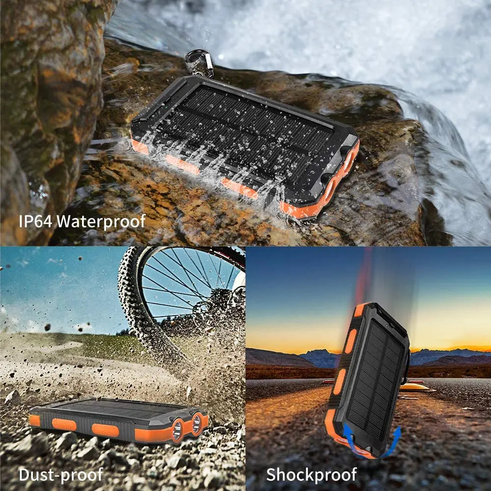 Hot Sales Portable 10000Mah 20000Mah Branded Battery Charger USB Type-C Ports Power Pack Outdoor Solar Power Bank