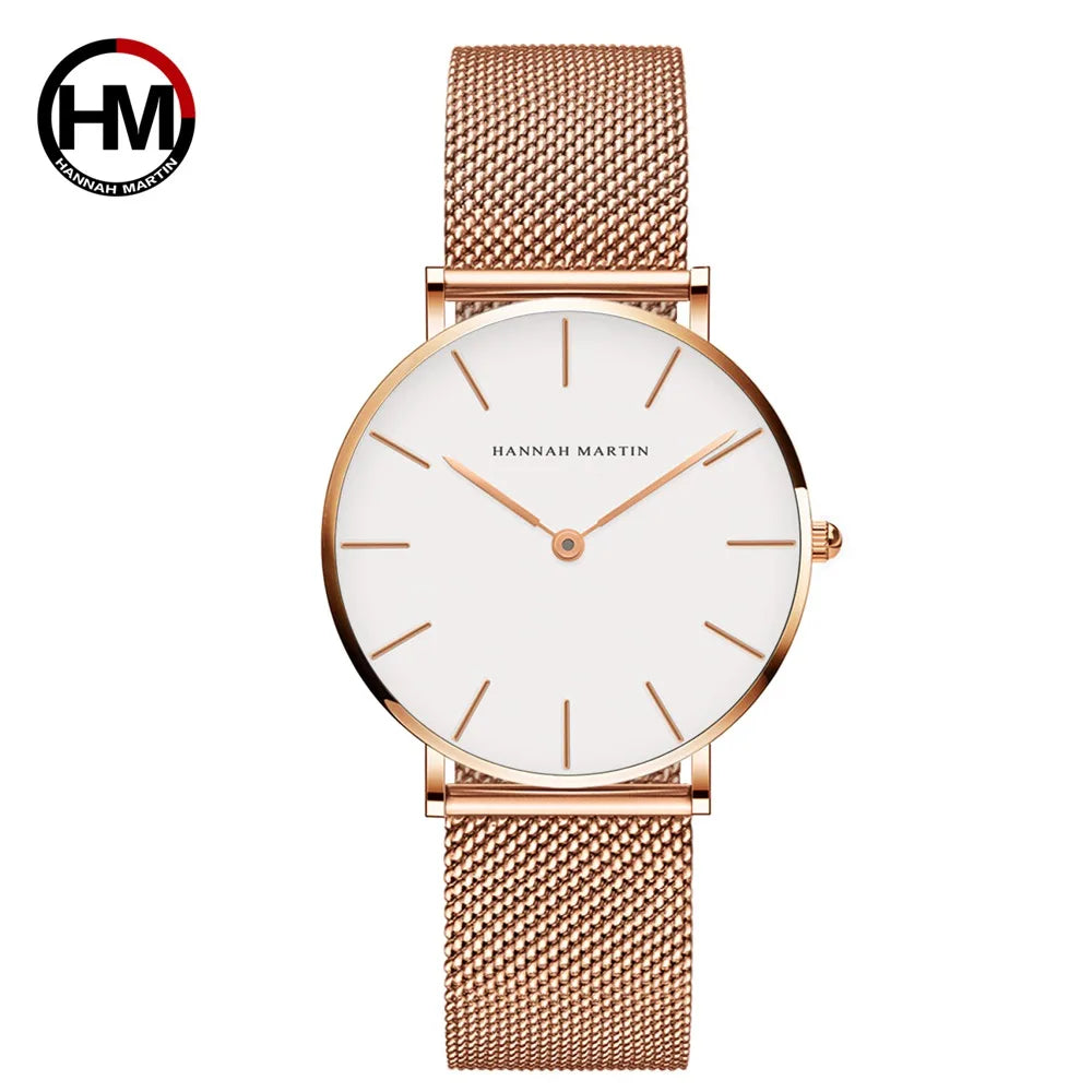 2024 Elegant Cheap Quartz Ladies Watch Classic Leather Strap Women's Watches Montre Femme Hannah martin Watch Women
