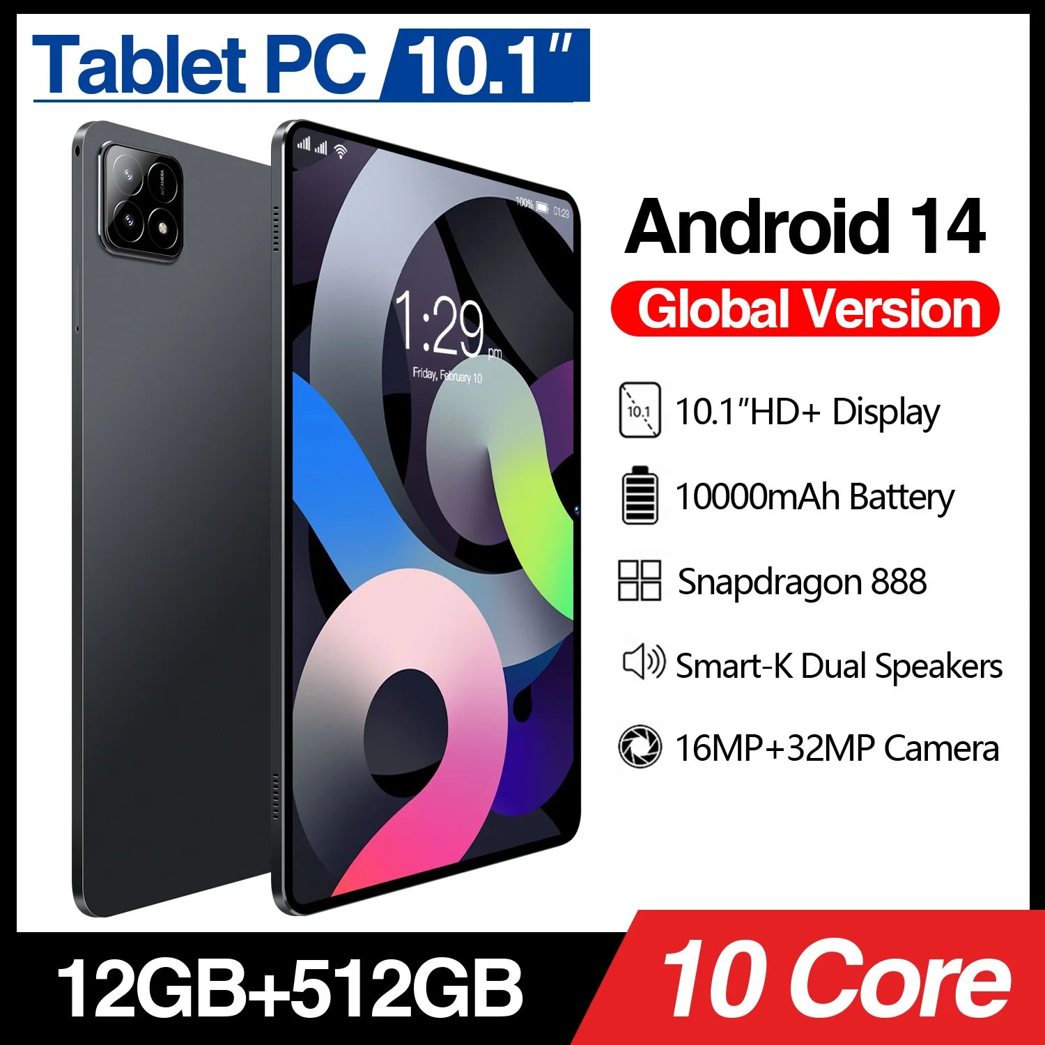 Pad 6S Business Smart Tablet 5G 12GB 512GB 32MP Rear Cam 10 Core Android 14