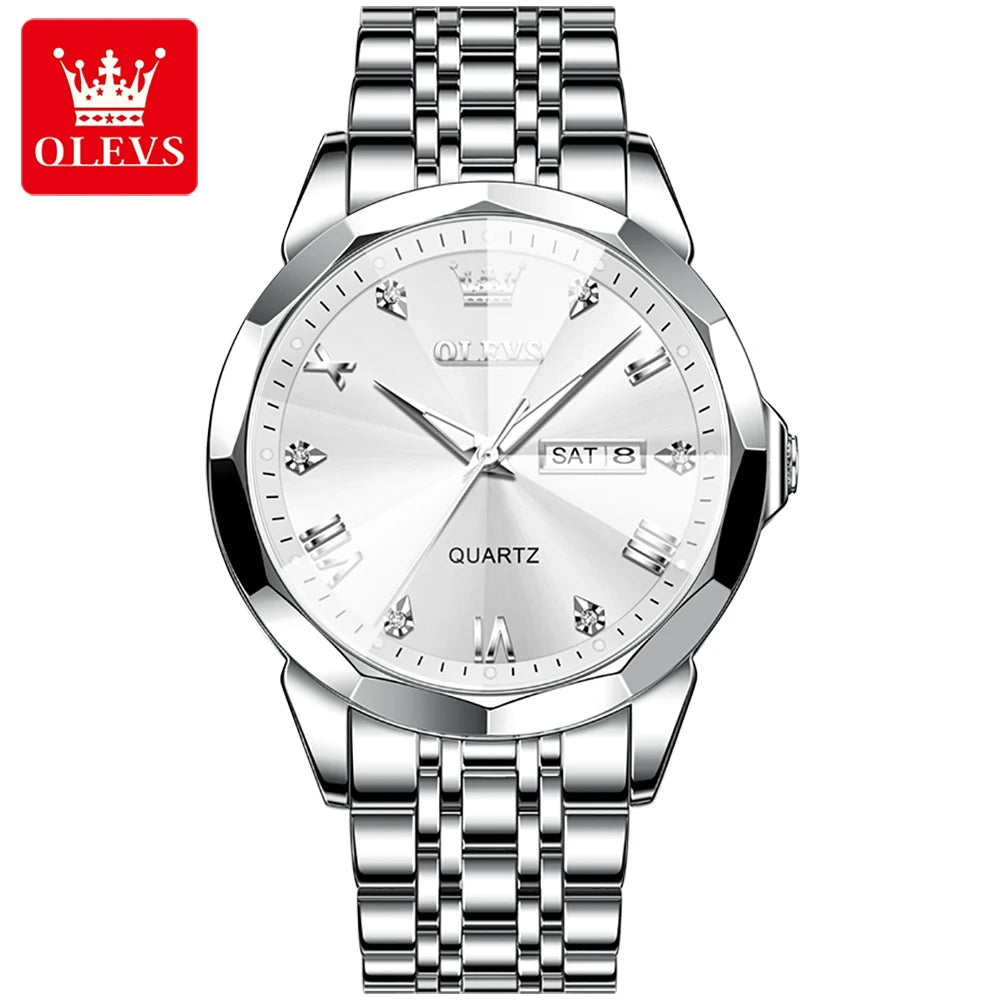 Hot OLEVS 9931 Men's Watches Rhombus Mirror Original Quartz Watch for Man Waterproof Luminous Stainless Steel Smartwatch Male