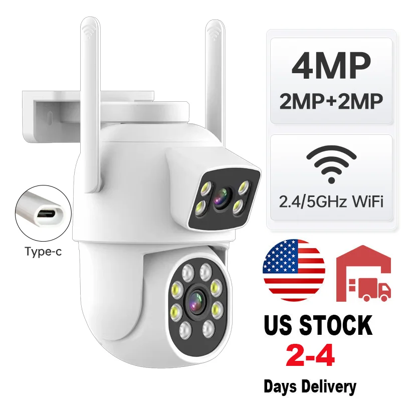 New Night Vision Home Security Camera Built-in Microphone PTZ Camera Home Security Outdoor Rotating Camera Support 256GB TF Card