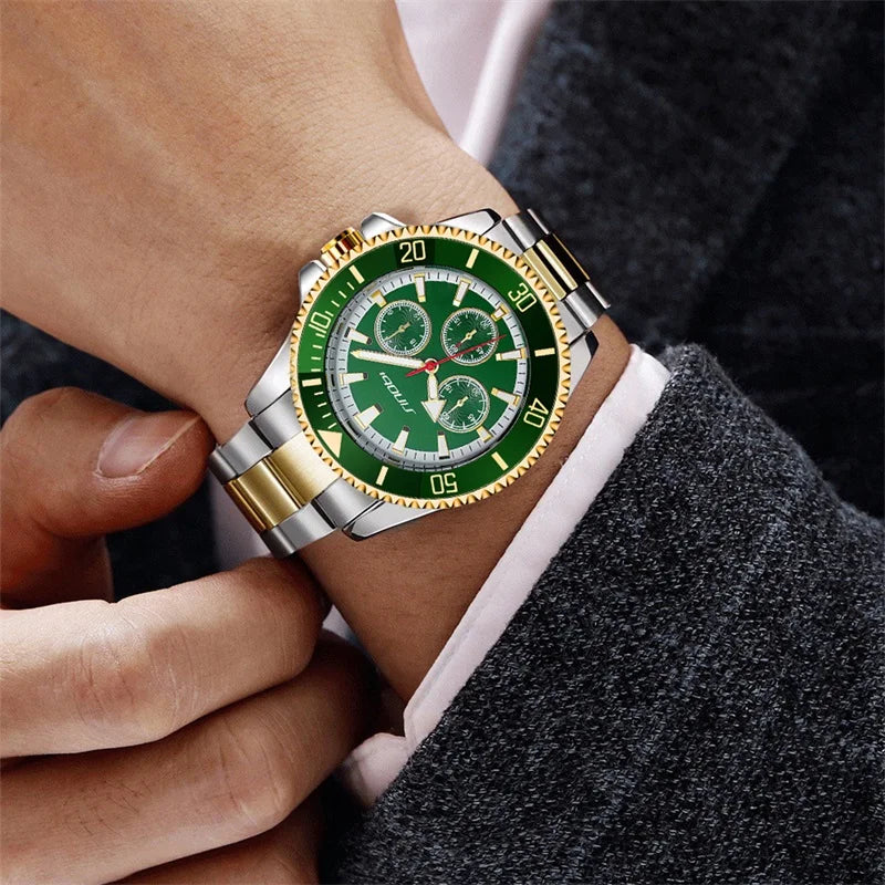 SINOBI Luxury Men Watch Business Quartz Watches Sports Waterproof Luminous Hands Stainless Steel Men's Watches