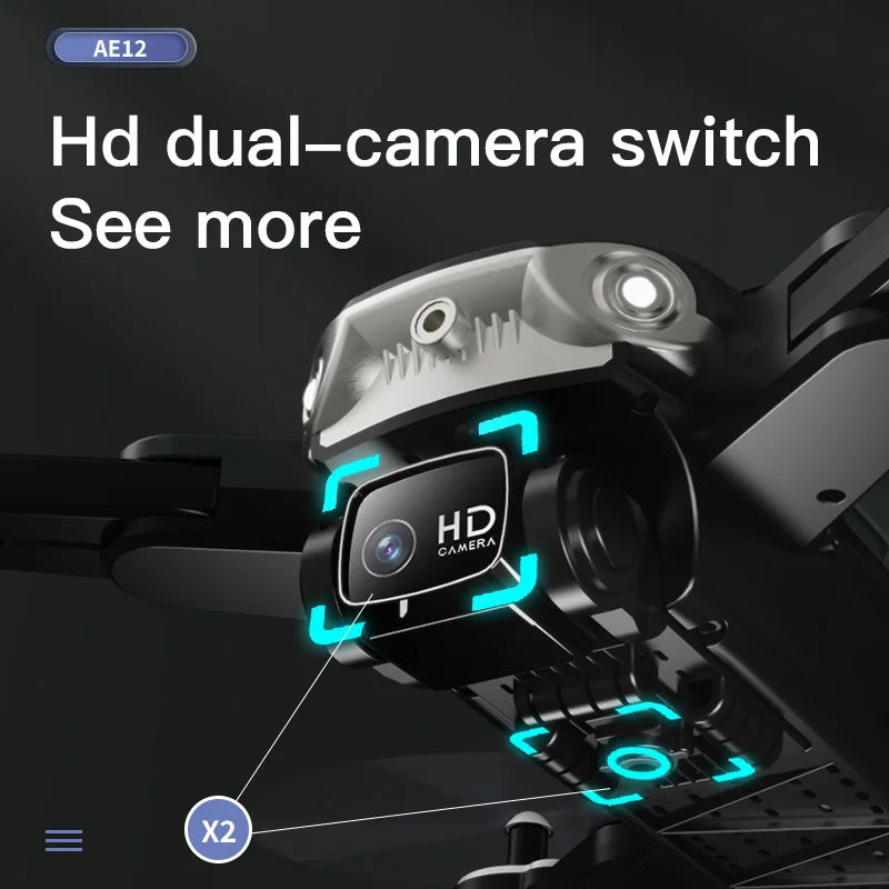 AE12 Foldable RC Quadcopter Drone 4K Dual Camera WIFI FPV Remote Control Altitude Hold 20-Minute Flight Time 100-Meter Range